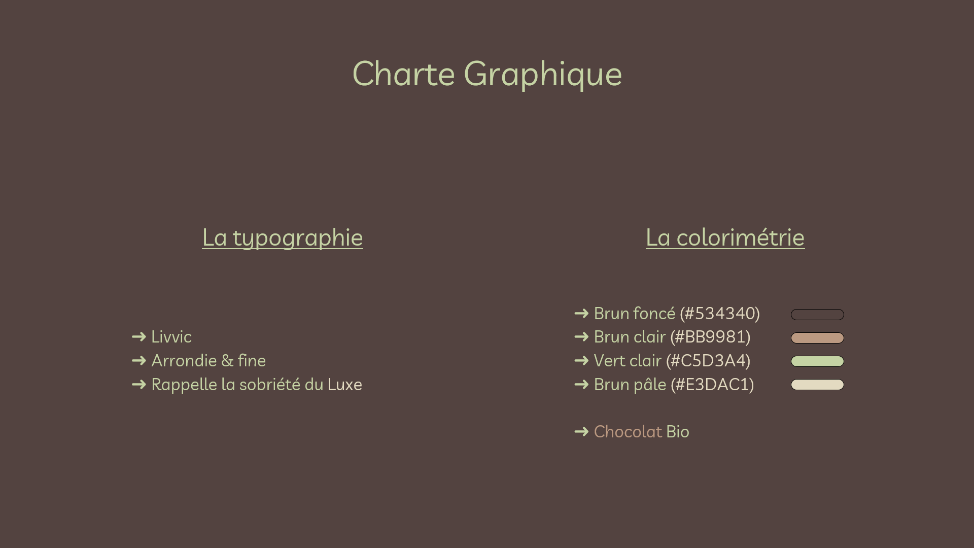 Diaporama de présentation de ChocoBox : charte graphique