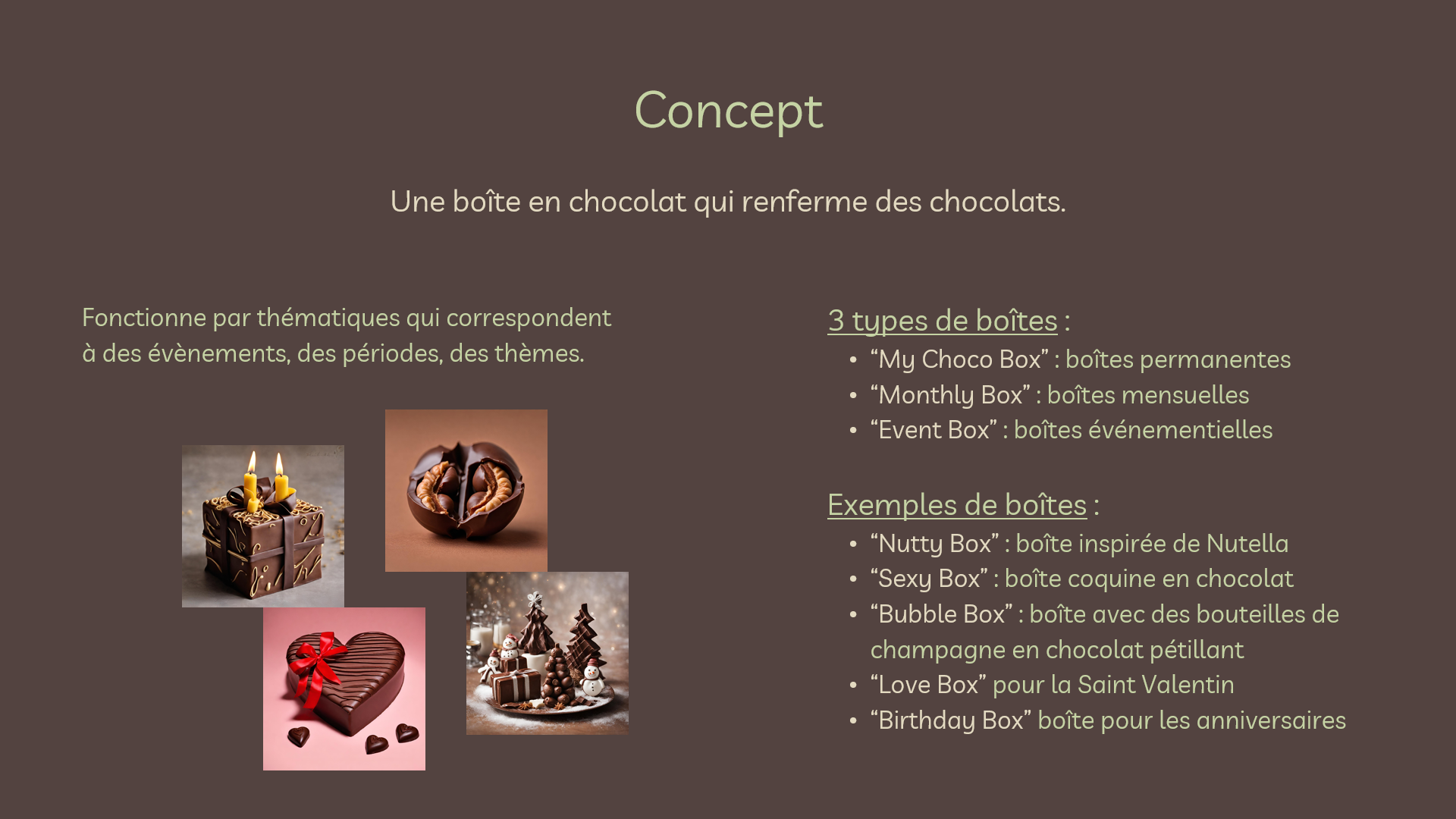 Diaporama de présentation de ChocoBox : concept