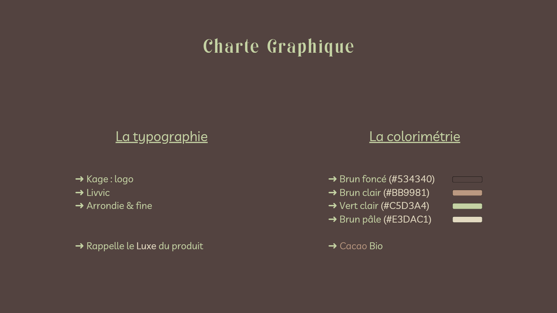 Diaporama de présentation de ChocoBox : charte graphique