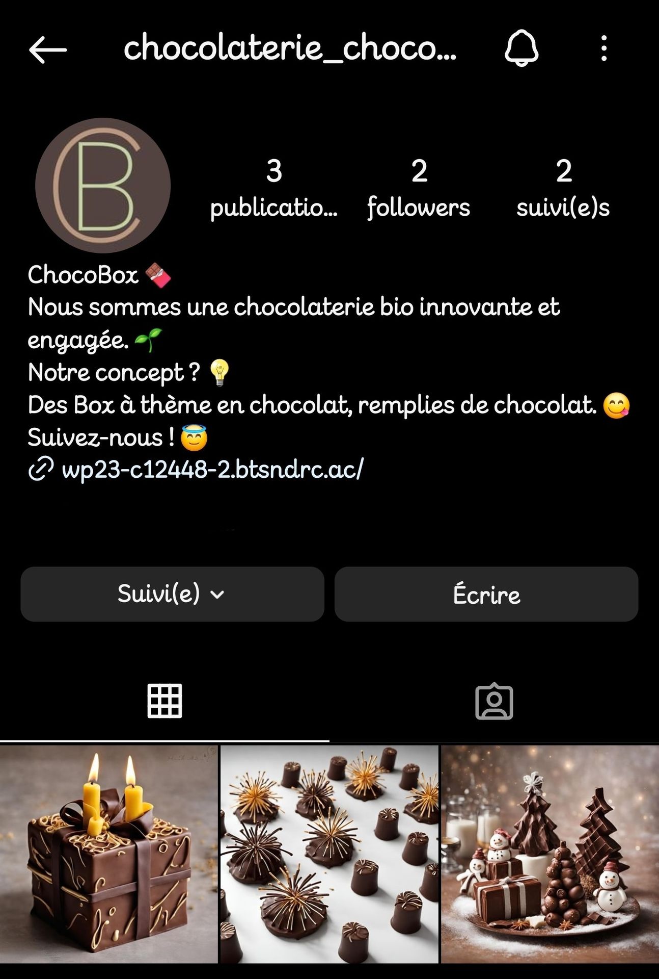 Page Instagram de ChocoBox