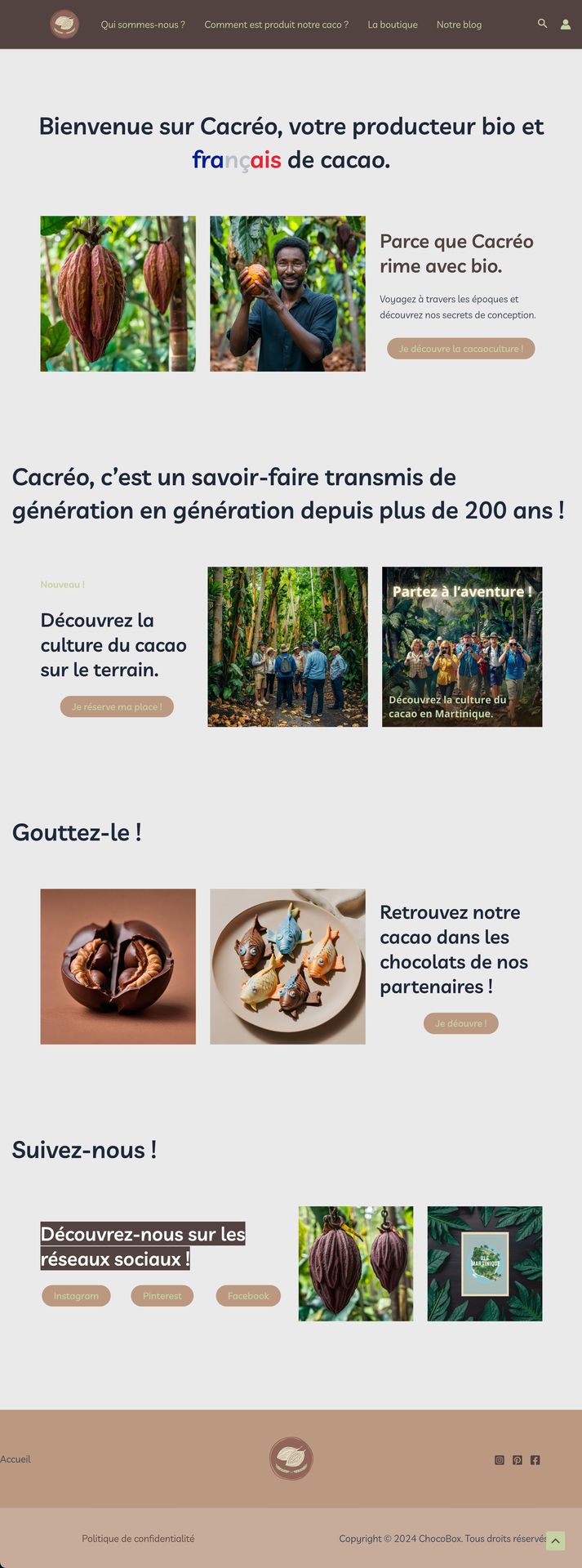 Page d'accueil du site "Cacréo"