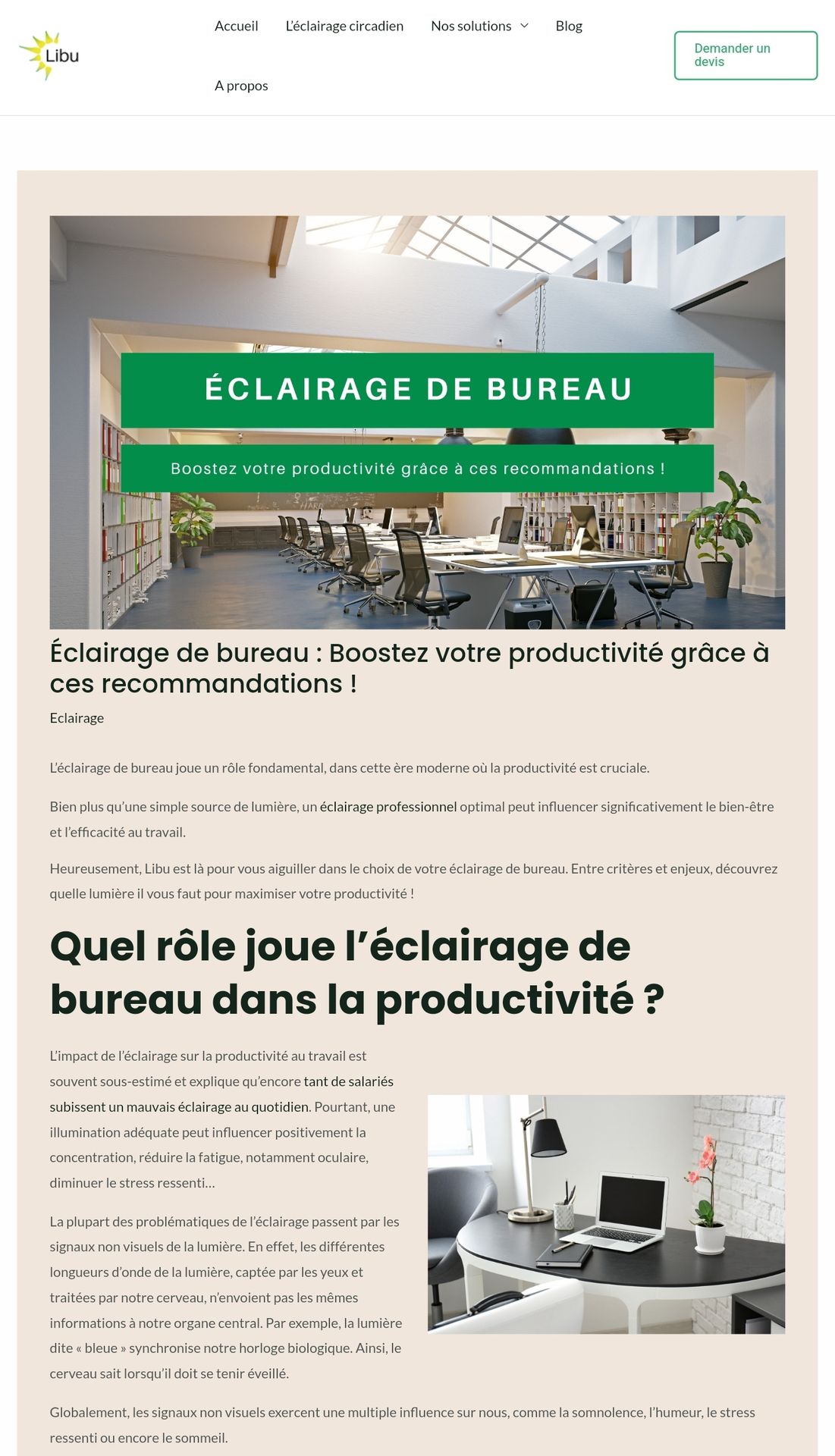 Article de blog Libu : éclairage de bureau